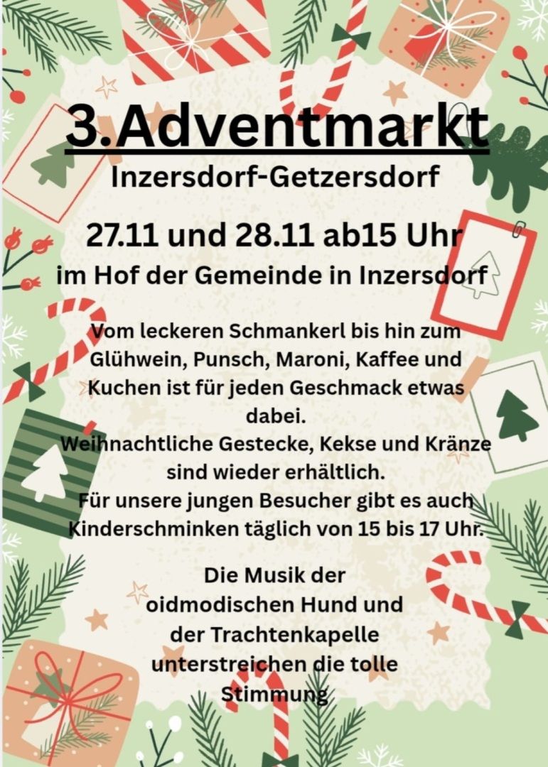 3. Adventmarkt Inzersdorf-Getzersdorf 27.u 28.11. - Plakat