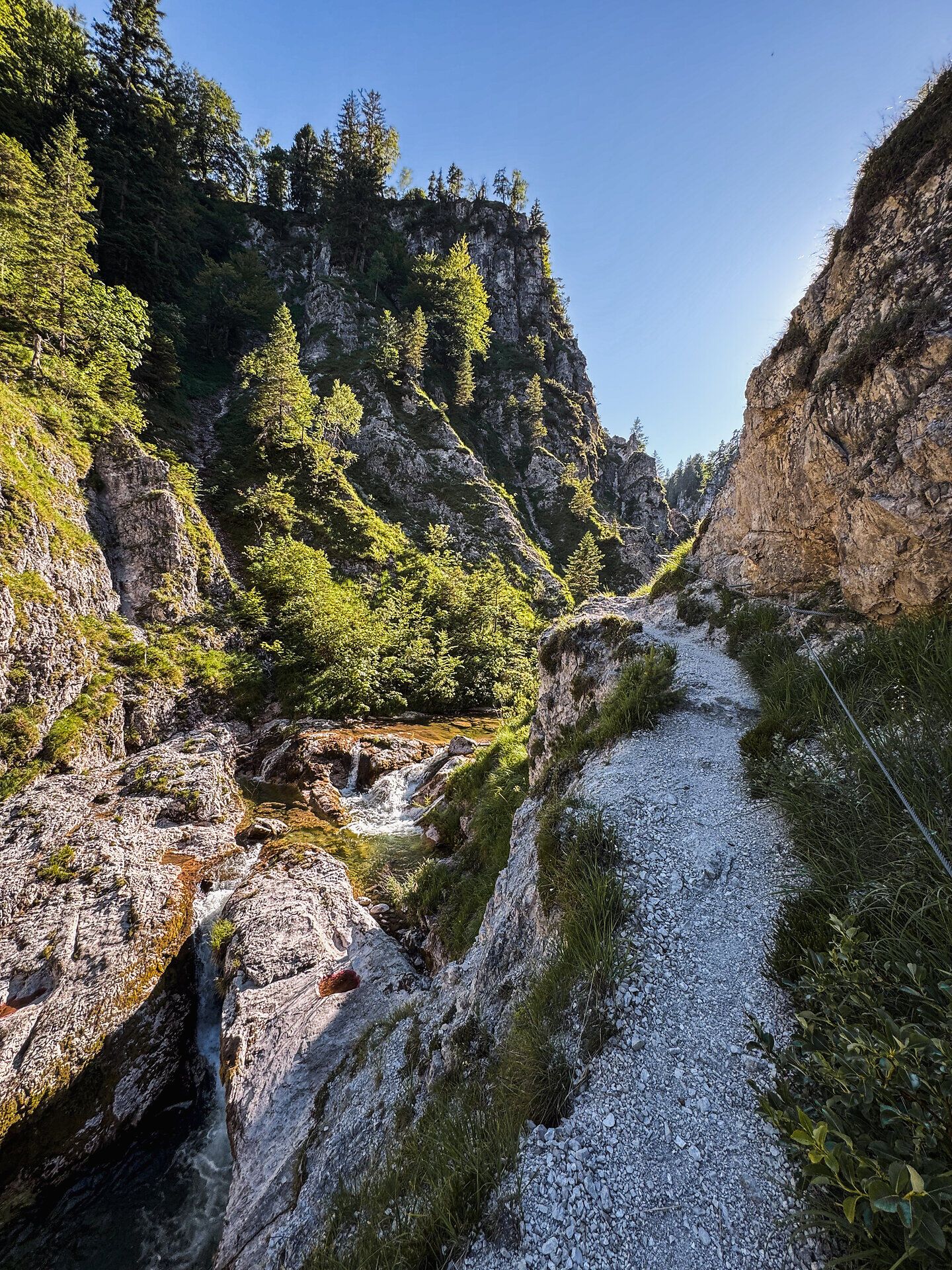 Wanderpfad über der Schlucht in den Ötschergräben