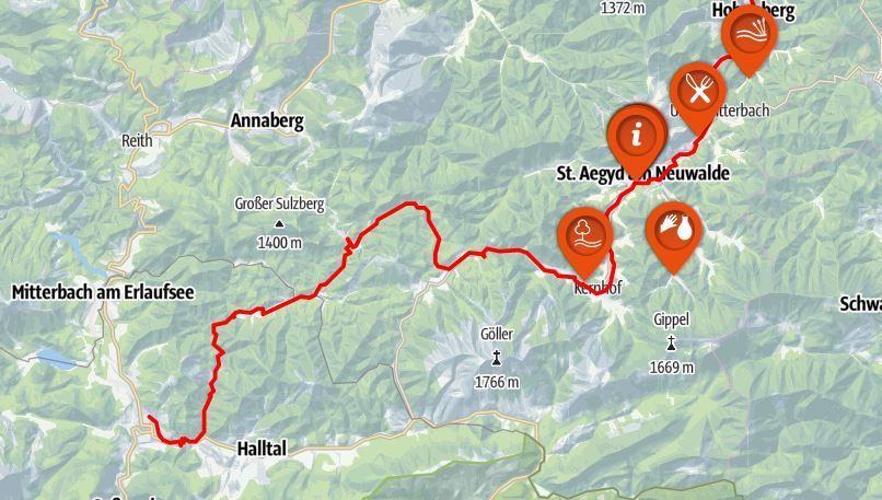 Ein malerischer Radweg schlängelt sich entlang eines sanft plätschernden Baches, umgeben von üppigem Grün und blühenden Wiesen. Die klare Luft und die strahlende Sonne laden dazu ein, die Schönheit der Natur zu genießen und die Seele baumeln zu lassen.