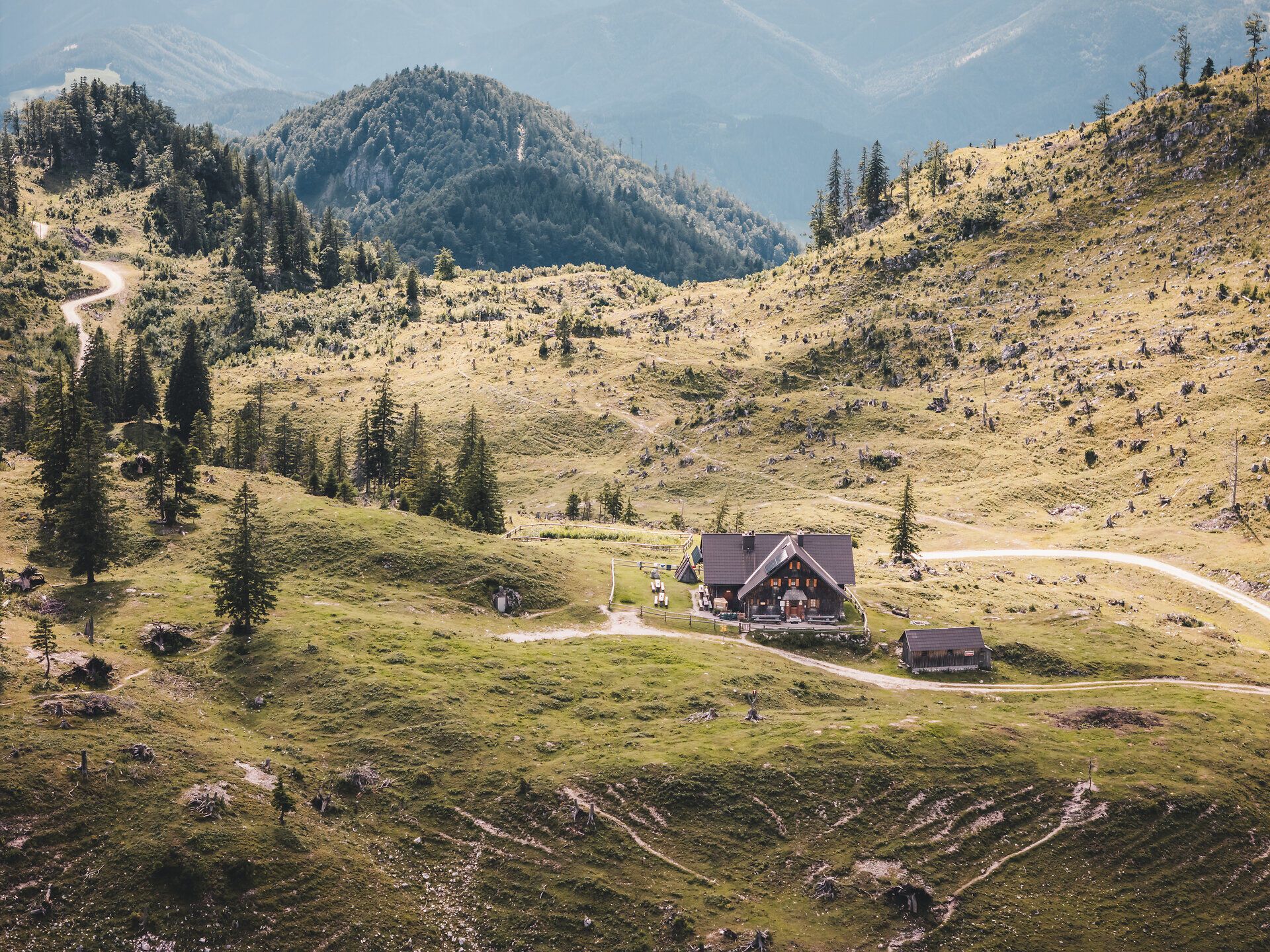 Ybbstalerhütte auf der Dürrensteinalm im Mostviertel nahe dem Lunzer See.
