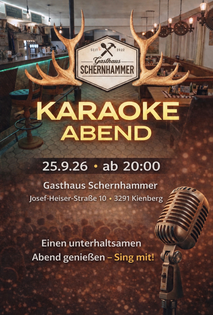 Am 25. September 2026 im GH Schernhammer.
