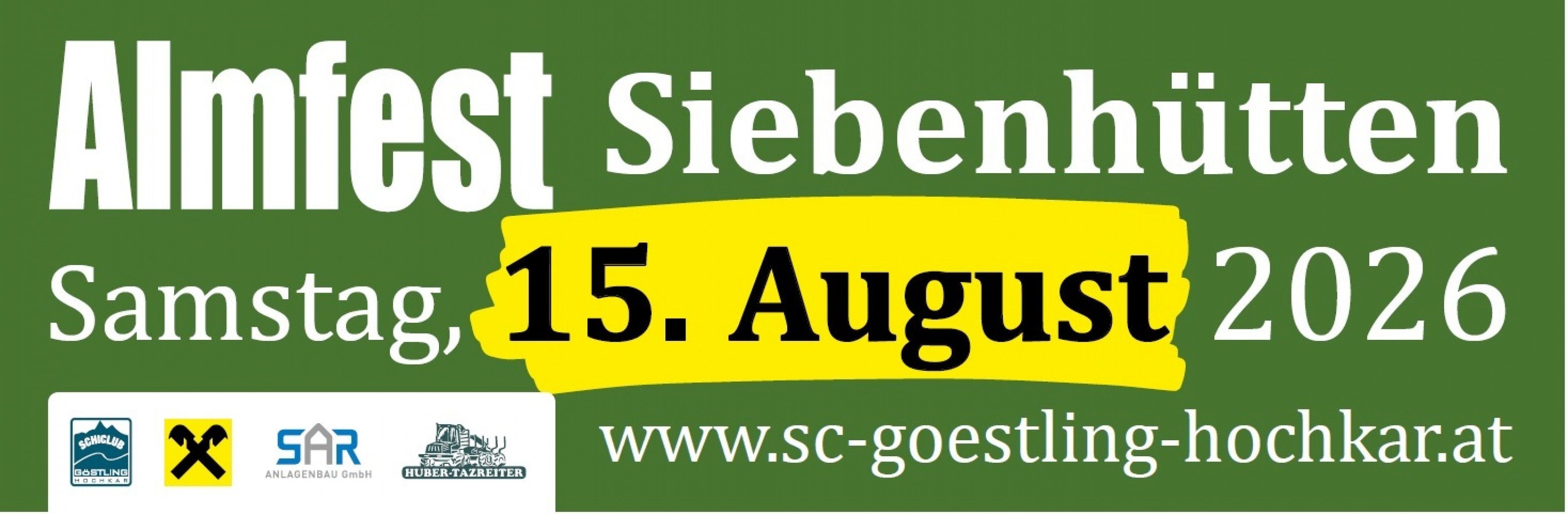 Transparent für 62. Almfest Siebenhütten am 15.8.2026
