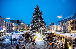 Der festlich geschmückte Adventmarkt erstrahlt in warmem Licht und lädt Besucher ein, die besinnliche Atmosphäre zu genießen. Umgeben von schneebedeckten Bäumen und einem prächtigen Weihnachtsbaum, verbreitet der Markt den Duft von Glühwein und frisch gebackenem Gebäck. Hier wird die Vorfreude auf das Weihnachtsfest spürbar.