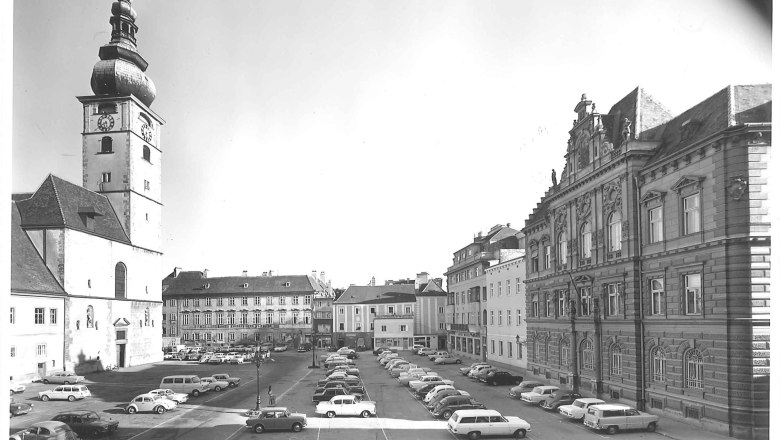 Domplatz früher, © Stadtarchiv St. Pölten