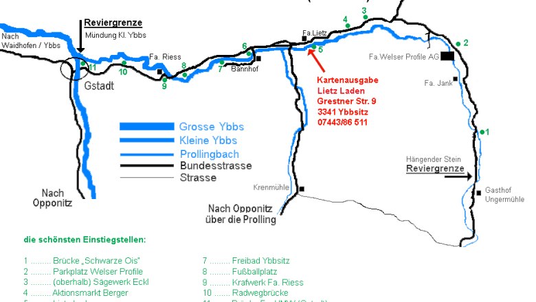 Area overview fly fishing Ybbsitz, &copy; Lietz Laden