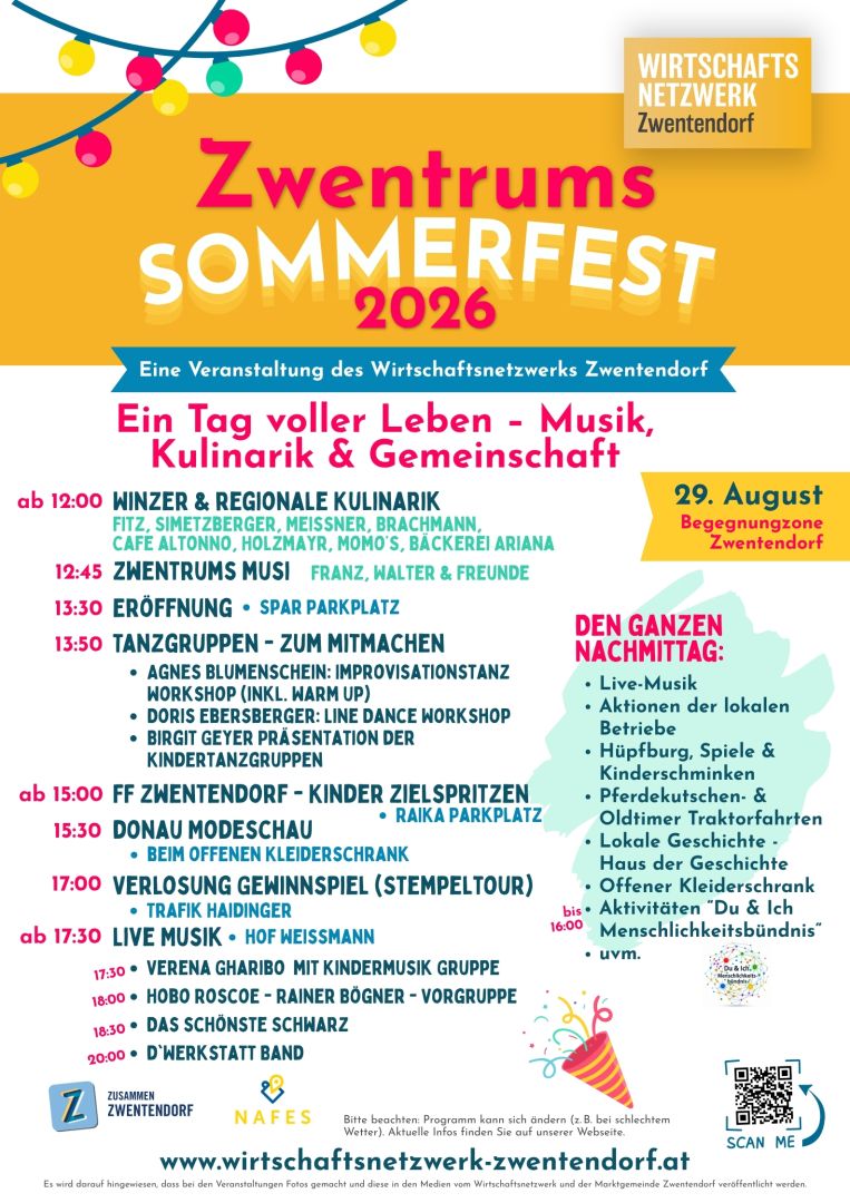 Plakat zu Zwentrums SOMMERFEST des Wirtschaftsnetzwerks