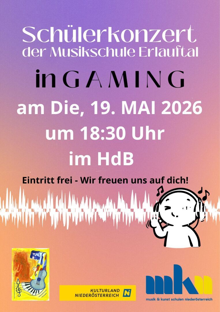 Schülerkonzert am 19. Mai 2026 im Haus der Begegnung in Gaming.