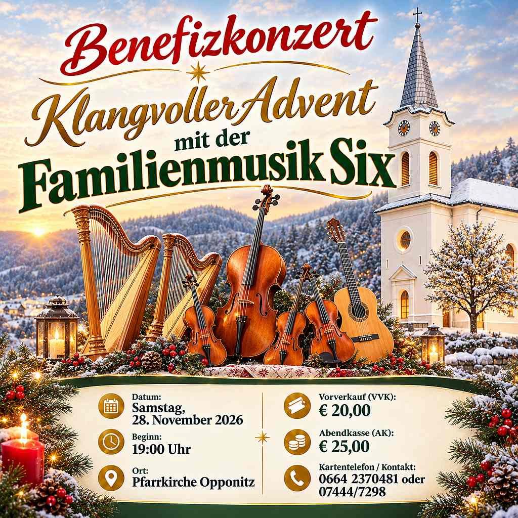 Benefizkonzert Klangvoller Advent Familienmusik Six